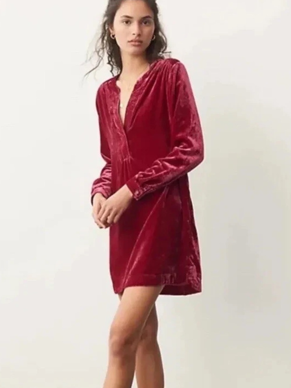 Anthropologie Melody Crushed Velvet Tunic Dress in Raspberry Women’s 2X